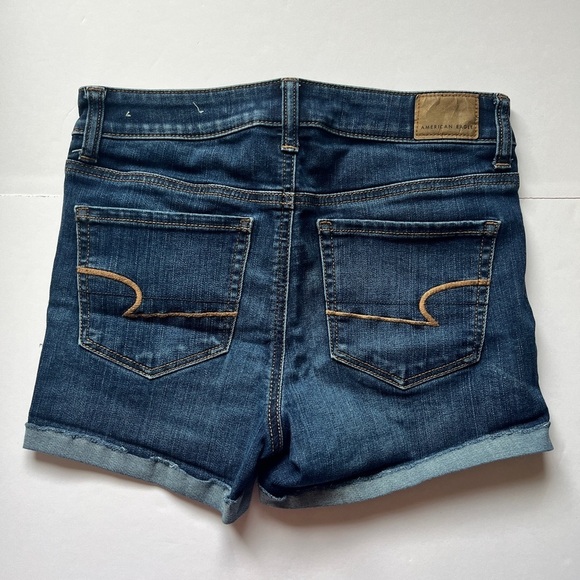 American Eagle Ne(x)t Level Stretch Hi Rise Shortie Denim Jean Shorts AE  Sz 4 - Picture 2 of 11